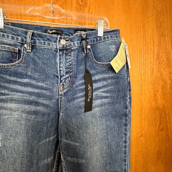 SUPPLIES BY UNION BAY MAREN HI RISE SLIM STRAIGHT LEG JEANS SZ 10 Distressed - Picture 4 of 14